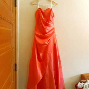 Coral floor-length prom dress